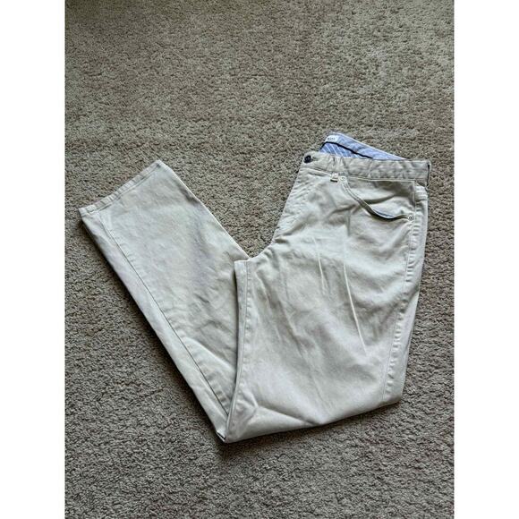 Peter Millar Regular Fit Flat Front Trousers Pants Beige Khaki Men's 34 x 29.5 - Picture 1 of 7